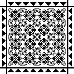 Seamless ethnic pattern. Black and white vector illustration.