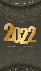 2022 Merry Christmas and Happy New Year Brown Color Flyer Template with Vintage Light Ornament