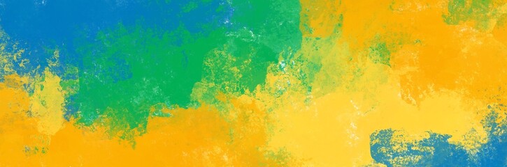 Abstract painting art with yellow, green and blue splash paint brush for presentation, website background, banner, wall decoration, or t-shirt design.