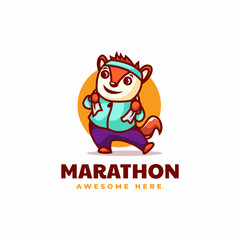 Vector Logo Illustration Marathon Mascot Cartoon Style.