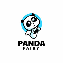 Vector Logo Illustration Panda Mascot Cartoon Style.