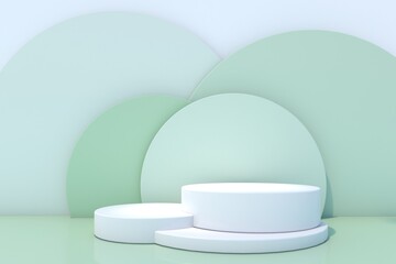Cosmetic bottle podium on green background. 3d rendering.