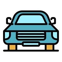 Retro car icon. Outline retro car vector icon color flat isolated