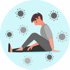 Sad man is sad and affected by viruses.