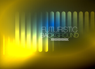 Bright neon color techno abstract background, shiny glowing neon lines in the dark background