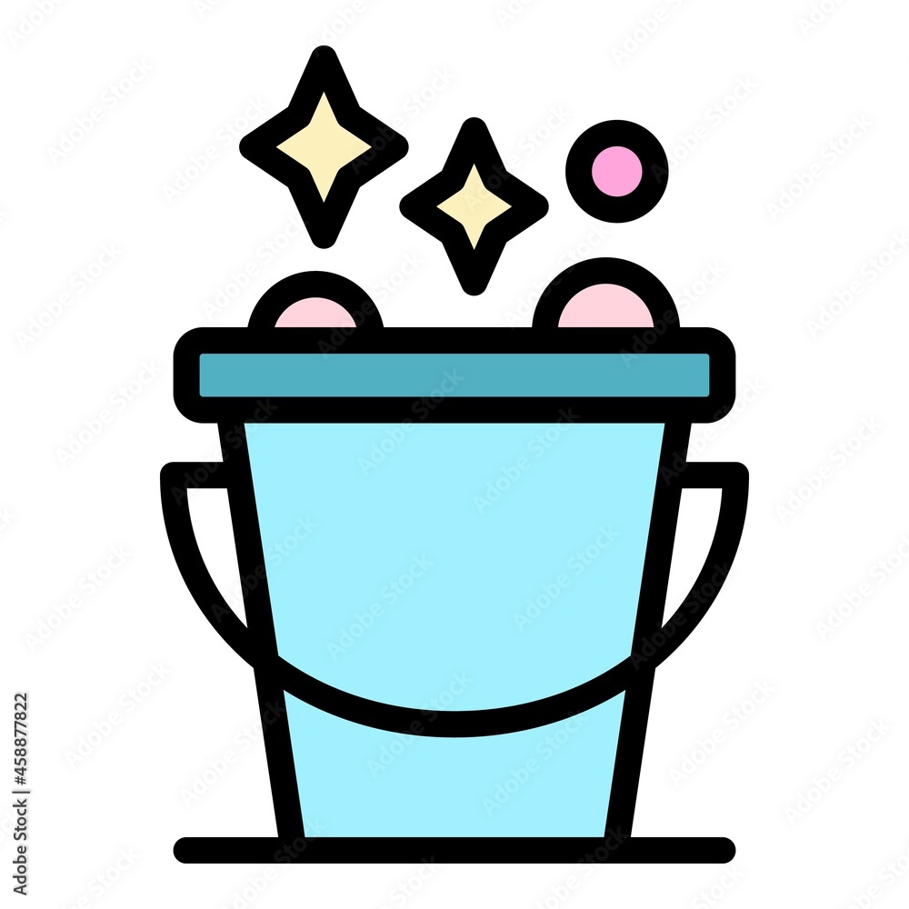 Poster foam bucket icon. outline foam bucket vector icon color flat isolated