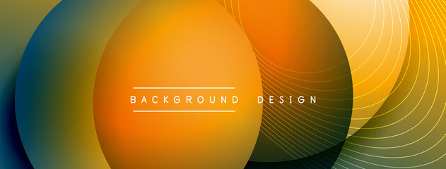 Gradient circles with shadows. Vector techno abstract background. Modern overlapping forms wallpaper background, design template