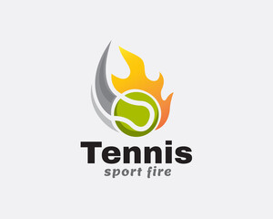 Obraz premium fire ball tennis sport power spirit logo template illustration