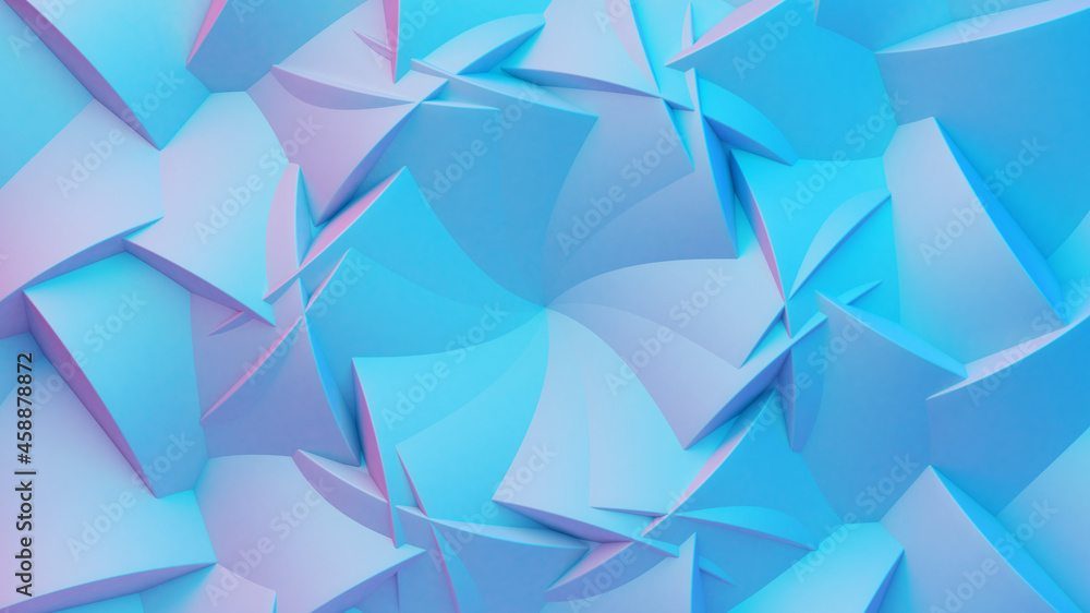 Poster Scientific or technology abstractions with grid surface and surreal symmetric structure or ornament. Abstract background with blue fluorescent and vibrant tech structure. 3D illustration.