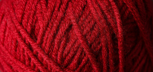 Red ball of yarn all over background, closeup