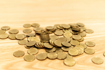 Gold coins stacks is representing riches and wealth management. Coin stack growing and find out the way to get a return on investment. Finance and money exchange investment as concept.