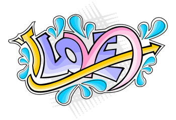 Love heart mural graffiti art arrow water drop color full logo design vector  © Rico