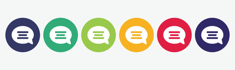 Set the collection of 6 buttons with chat icon.