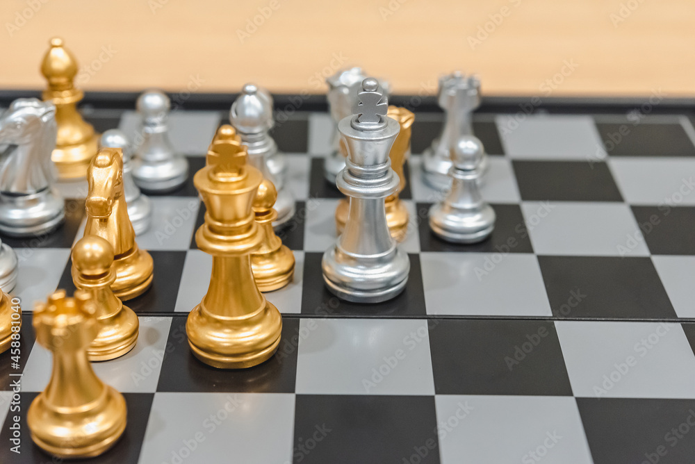 Poster chess board game to represent the business strategy with competition in the world market. and find o