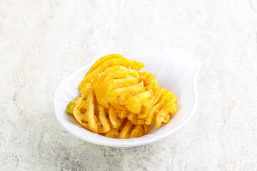 Fried potato slice in the bowl