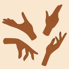 Gesturing hands icon set. Interactive communication vector illustration. Manicure hands for spa salon, beauty industry, cosmetic products. Hands skin care