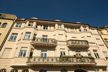 beautiful balcony in a renovated house in the old town of Munich