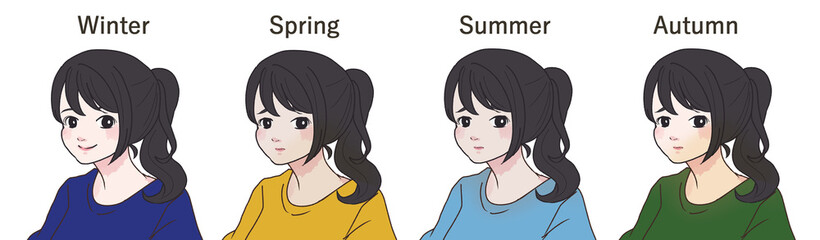 パーソナルカラーウィンター　各色の見え方・効果一例　説明なし　横長