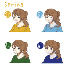 パーソナルカラースプリング　各色の見え方・効果一例　説明なし　正方形