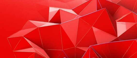 Abstract polygonal red background 3d