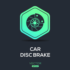 Creative (car disc brake) Icon ,Vector sign.