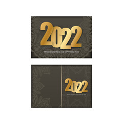 2022 Festive Greeting Card Happy New Year Brown Color Luxury Light Pattern