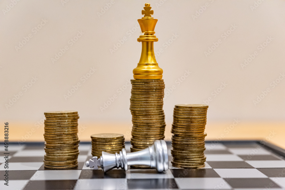 Poster gold coins stacks is representing riches and wealth management. crypto coin stack growing and find o