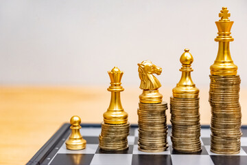 Gold coins stacks is representing riches and wealth management. Crypto Coin stack growing and find out the way to get a return on investment. Finance and digital money exchange investment as concept.	