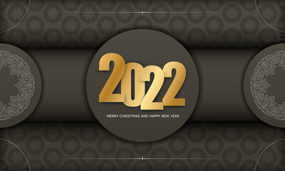 Festive Brochure 2022 Merry Christmas and Happy New Year Brown color with vintage light pattern