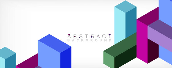 Fototapeta premium Abstract background. 3d cubes, cubic elements and blocks. Techno or business concept for wallpaper, banner, background, landing page