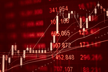Abstract financial trading graphs and digital number of foreign exchange market trading on monitor....