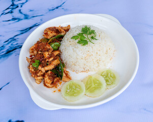 Thai food mixed spicy salads and rice dishes 