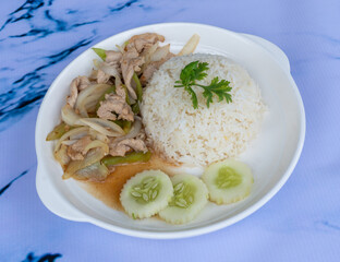 Thai food mixed spicy salads and rice dishes 