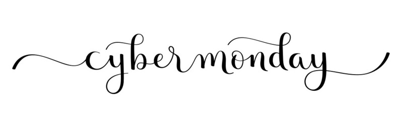 CYBER MONDAY black vector brush calligraphy banner with swashes on white background