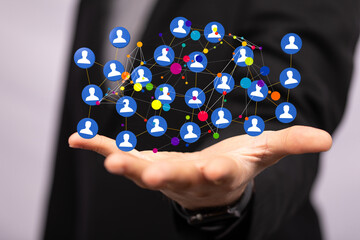 Abstract network of physical devices on the Internet using a network connection with statistics...