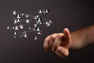 network holding in hand 3d connection data