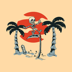 The skull vector is on the beach