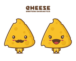 cute cheese mascot, isolated on white background