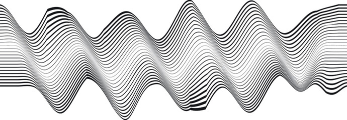 Abstract flow lines background . Fluid wavy shape .Striped linear pattern . Music sound wave . Vector illustration