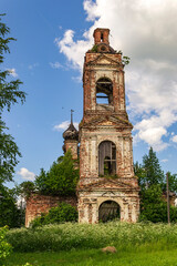 Fototapeta na wymiar an old abandoned Orthodox bell tower