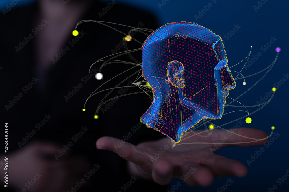 Poster Artificial intelligence concept. Virtual technology web background