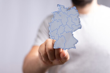 A map of Germany consisting of 3D triangles, lines,