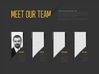 Meet our company team modern dark presentation template with yellow accent