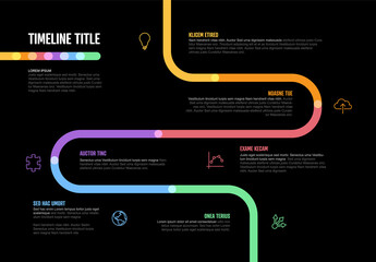 Infographic Dark Company Milestones curved thick line Timeline Template