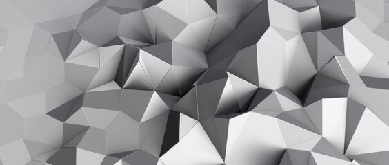 Close up detail of abstract modern metallic triangular wall pattern. Silver triangle geometric art wallpaper.