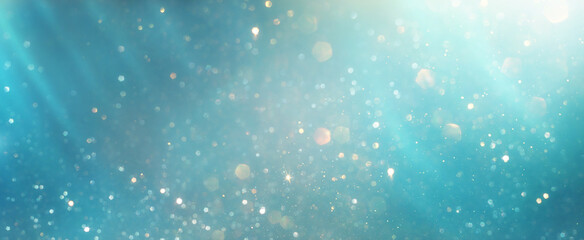 glitter vintage lights background. silver, blue, gold and white. de-focused