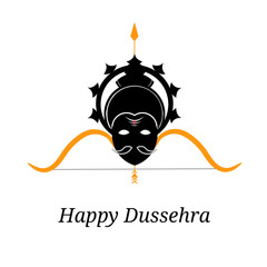 illustration of Ravana head on bow arrow for Navratri festival of India. poster for Dussehra. wishing happy dussehra.