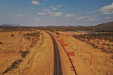 Installation of undeground water pipeline running between Gaborone and Lobatse. Seen here is the laying of the pipeline near the village of Boatle, Botswana, Africa