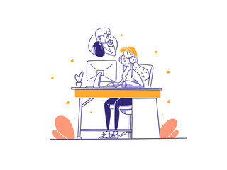 Ecommerce Customer Service receive consumer complain call handdrawn design style Vector Illustration