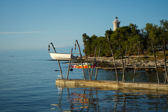 Traditional method for storing fishermen's boats. Savudrija, Istria, Croatia.